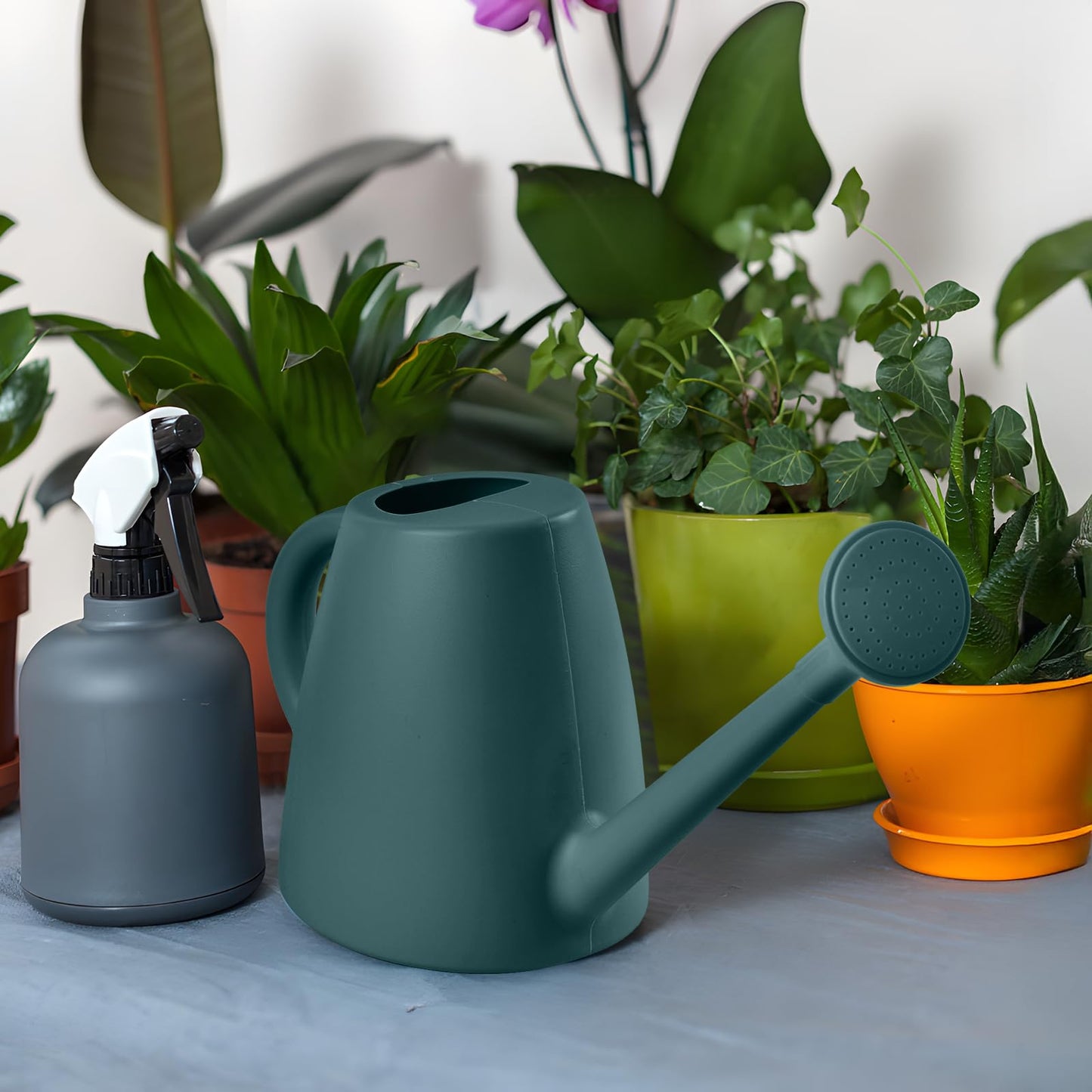ZXJ Grip Plant Watering Cans for Indoor and Outdoor Home Garden Plants - with Long Spout - Blackish Green - 1/2 Gallon