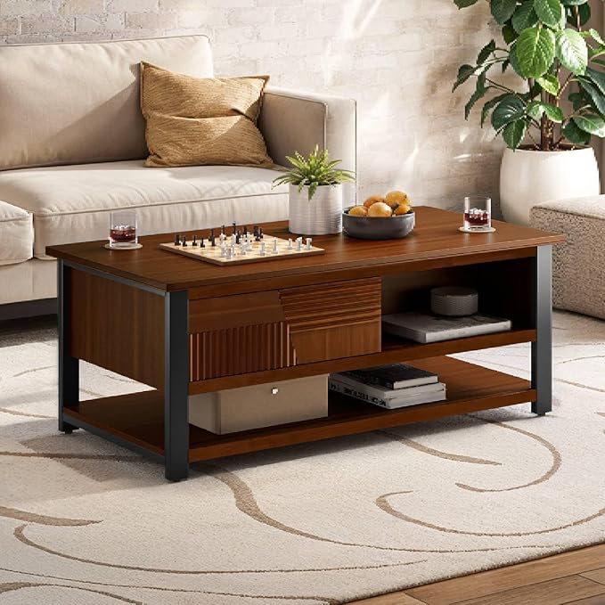 Bme Trapeze Coffee Table for Living Room – Modern Wooden Center Table