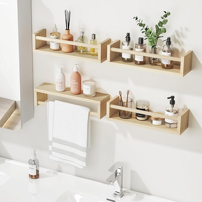 Fixwal Nursery Book Shelves, 16.5 Inch Floating Nursery Bookshelves, Solid Wood
