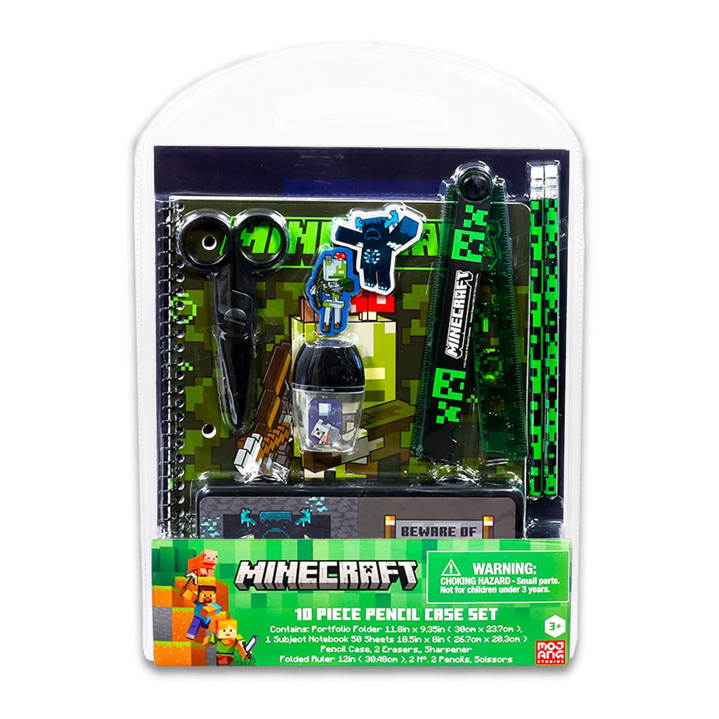 Minecraft School Supplies Set - Bundle with Creeper Folder, Notebook, Erasers, Stickers, and More | Minecraft Back to School Supplies Stationery Kit for Boys, Kids