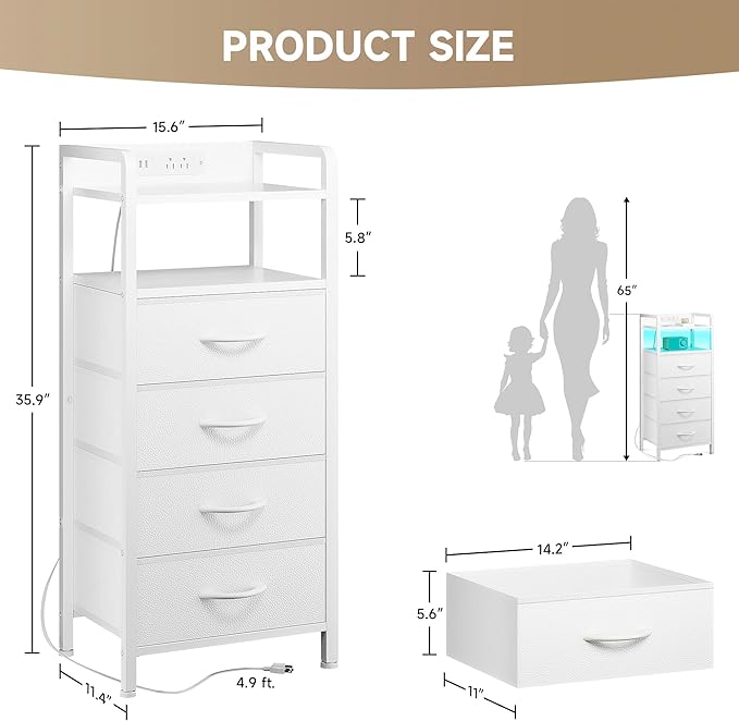 Lazzanto Night Stand Bedside Charger Bedroom