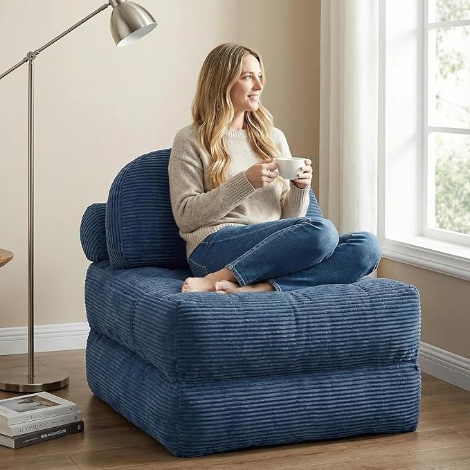 Convertible Corduroy Floor Sofa, 3-in-1 Folding Lazy Sofa Bed