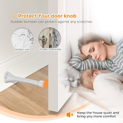 Ravinte Door Stoppers, 6 Pack White Spring Door Stops with Rubber Bumper, Door Stoppers for Bottom of Door