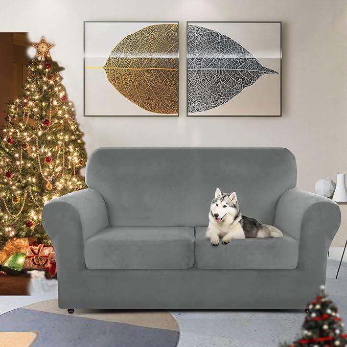 ZNSAYOTX Luxury Velvet Sofa Cover 3 Piece Stretch Loveseat Covers