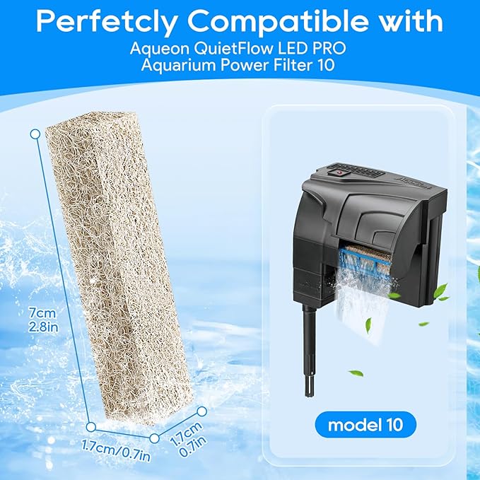 20PCS Ammonia Reducer Filter Pads Compatible with Aqueon Filter 10, Fish Tank Filters Replacement Filter Cartridges for Aqueon Quietflow LED PRO & SmartClean Aquarium Fish Tank Power Filter