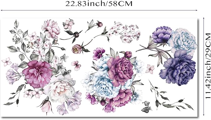 Floral Vintage Rub on Transfer for Furniture Large Flower UV DTF Transfer