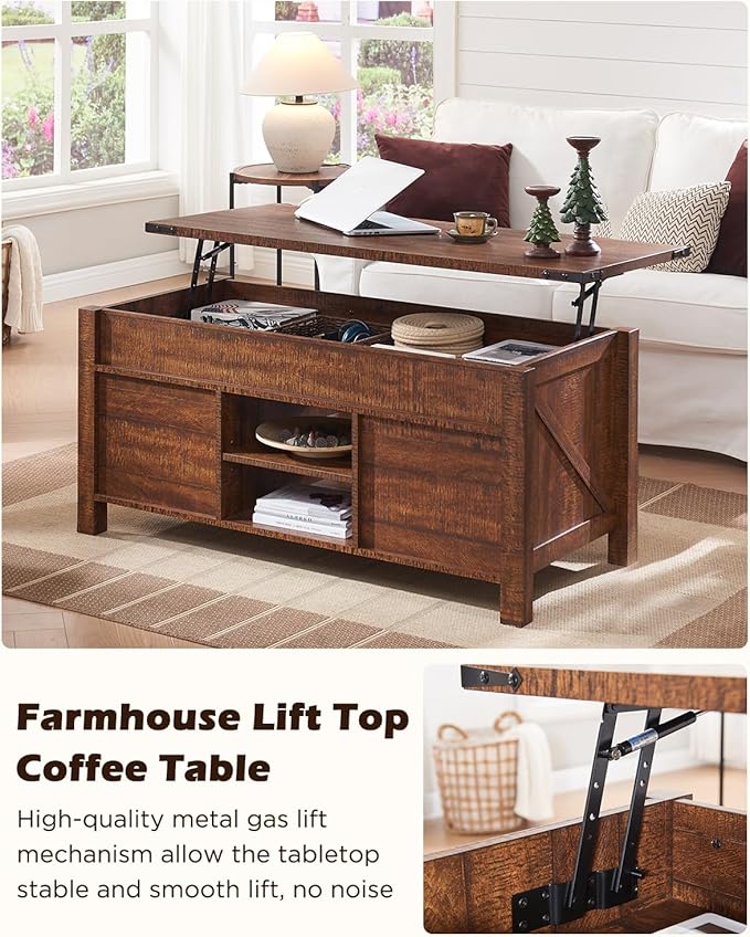 OKD 48" Farmhouse Lift Top Coffee Table