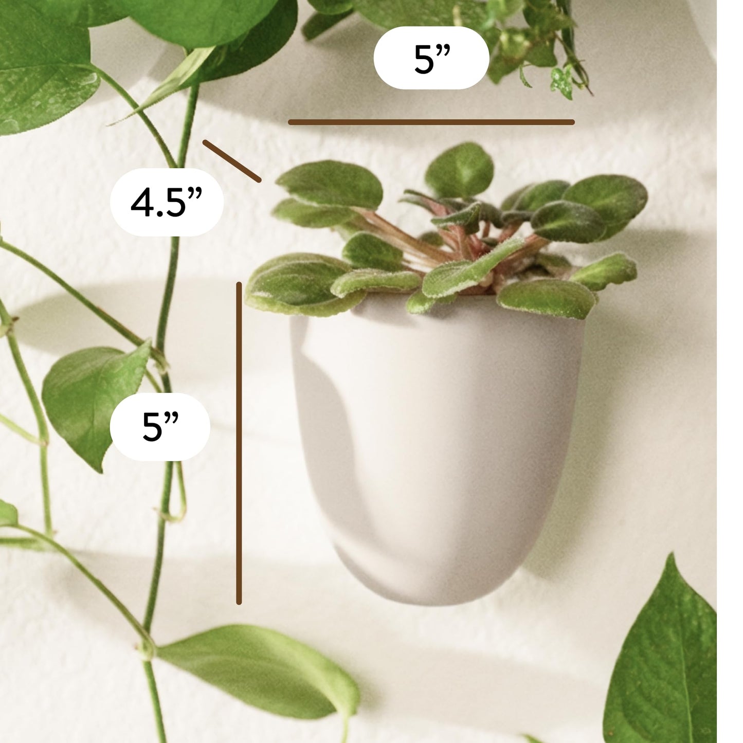 Make Good PlantPod Luxe - Self-Watering Wall Planters (Set of 6, Stone) - Easy to Water and Install - Lightweight - Design Your Own Vertical Garden - Wall Planters for Indoor Plants