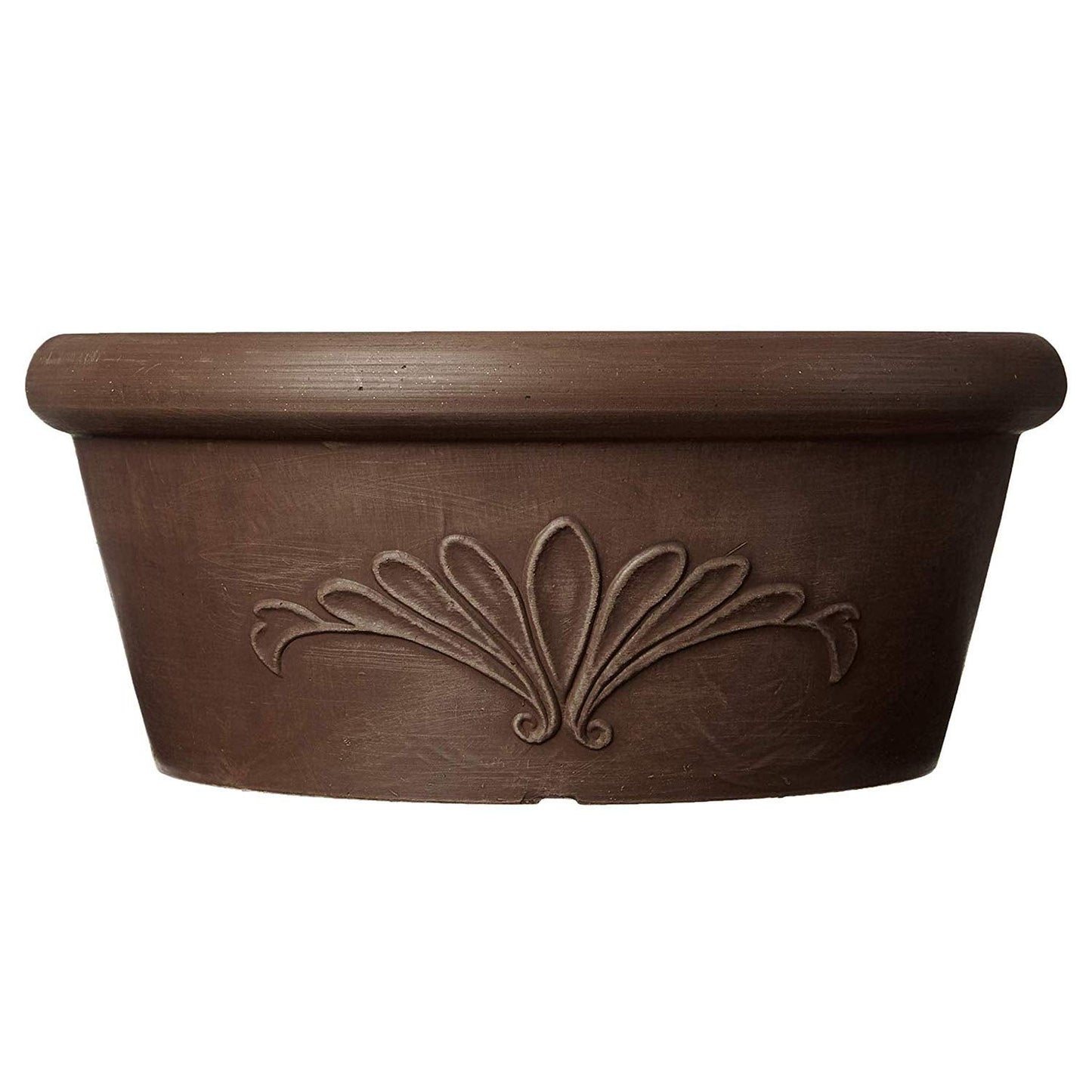 Arcadia Garden Products PSW TA30C Plastic/Stone/Wood Composite Bulb Pan – No Drainage Hole (Drillable), Planter Bowl for Succulents, Bonsai, Fairy Gardens, Herbs,12-Inch, Chocolate