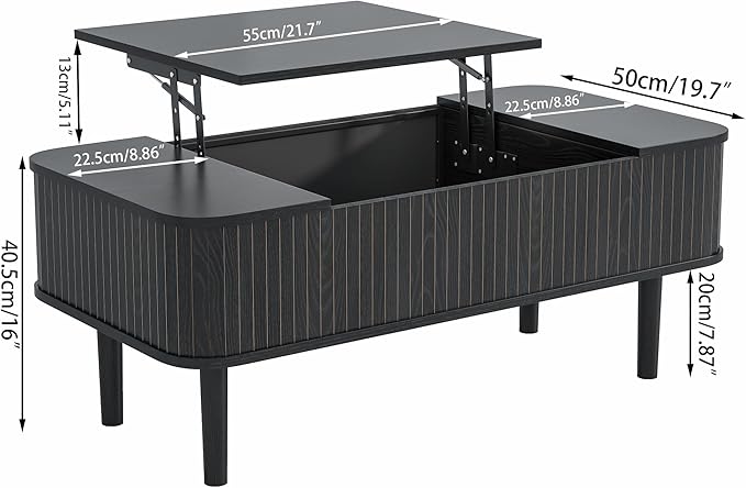 Fluted Lift Top Coffee Table