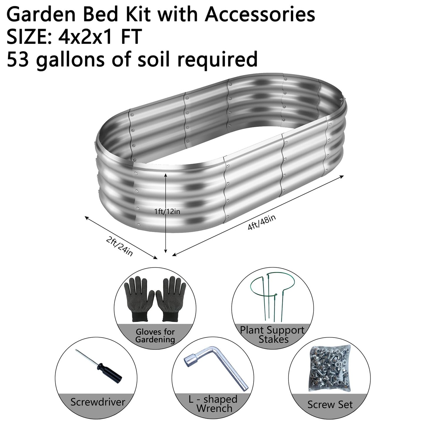 ZFHgarden Galvanized Metal Planter Raised Garden Bed Kit for Gardening Outdoor，4x2x1ft 2 Planter Grow Garden Box Raised Flower Bed，Long Vegetable Clearance Herb Raised Garden Beds for Gardening Metal