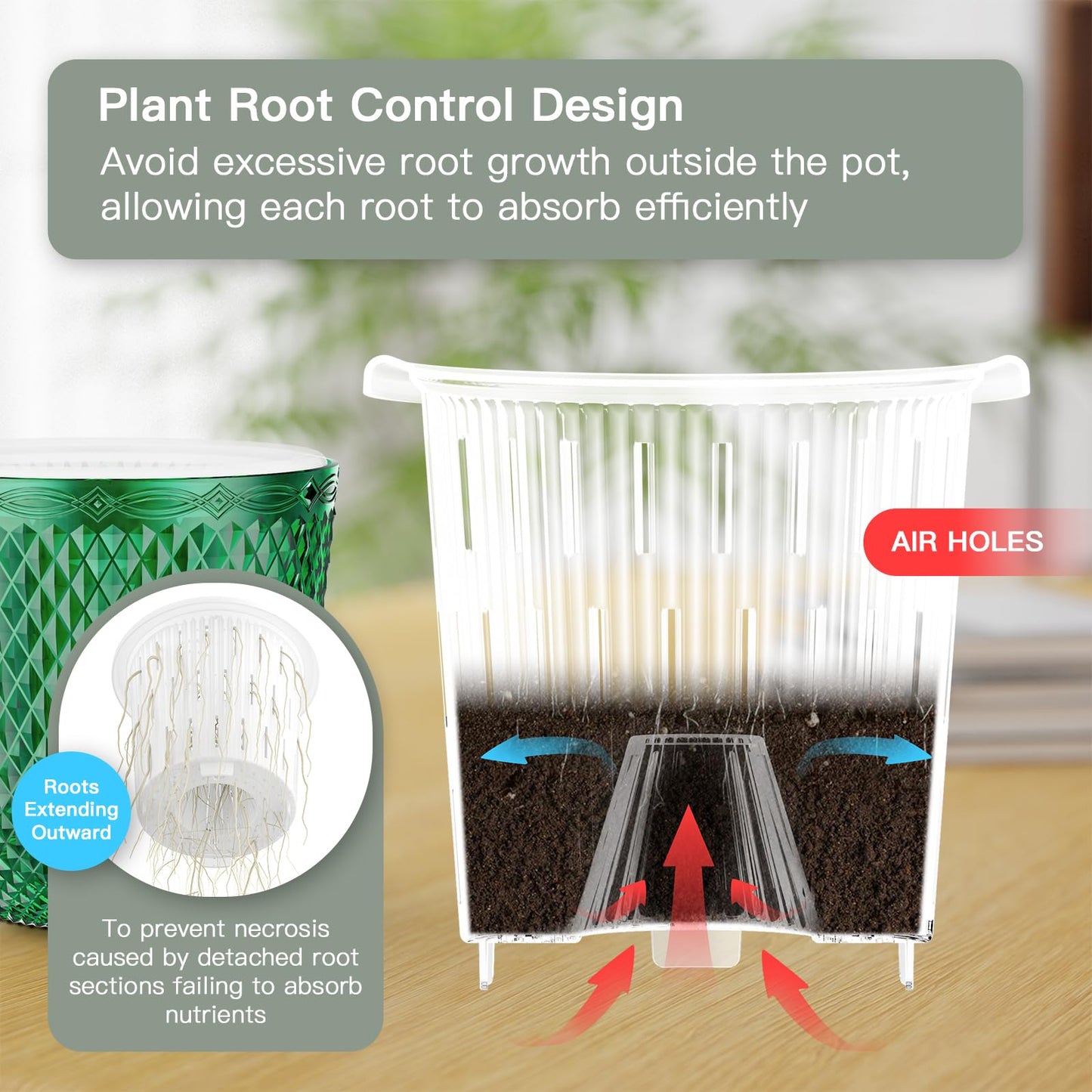 QCQHDU Hanging Planters for Indoor Plants, 2-Pack 7.2 Inch Self Watering Hanging Pots, Plastic Plant Hanger with Drainage Holes and 3 Hooks Chains for Garden Home (Emerald)