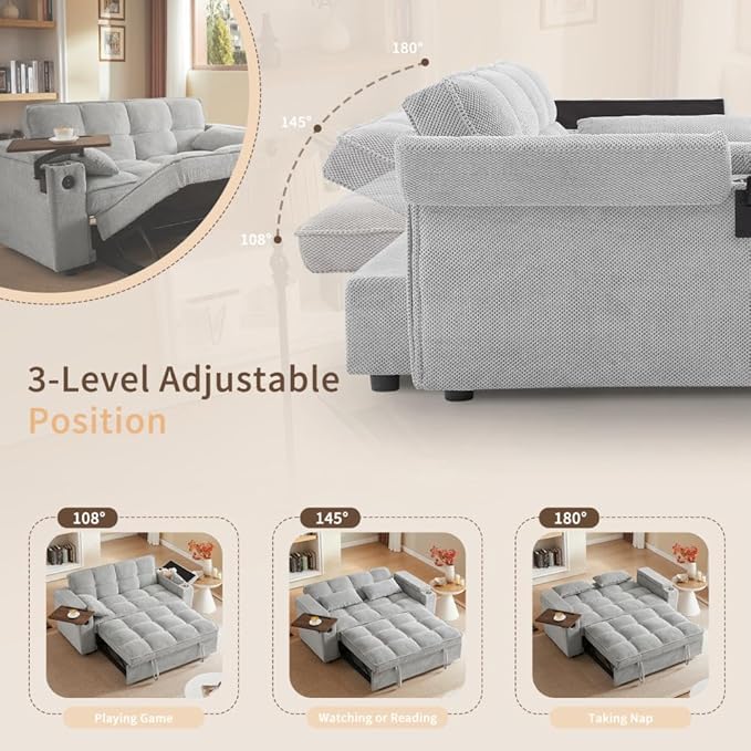 Auvsoce 65'' Convertible Sleeper Sofa Bed