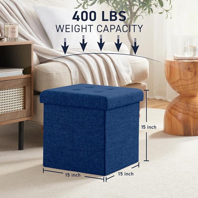 Ornavo Home 2 Pack 15 Inch Folding Storage Ottoman