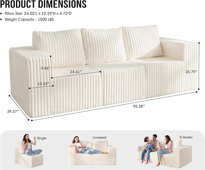 Modular Sectional Sofa 3-Seater Modular Couch