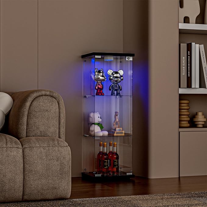 FANYUSHOW 3-Shelf Glass Display Cabinet