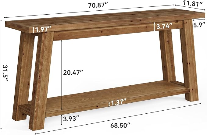 LITTLE TREE 70.9" Solid Wood Console Table