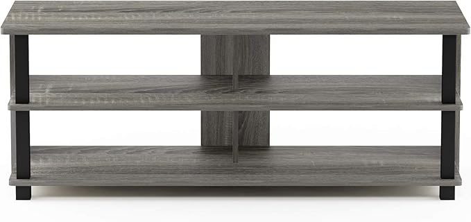 Furinno Sully 3-Tier Stand for TV Up to 48 Inch, French Oak Grey/Black