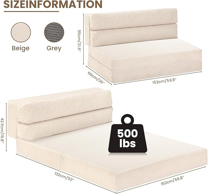 JUIKURY Folding Sofa Bed, Convertible Sleeper Chair