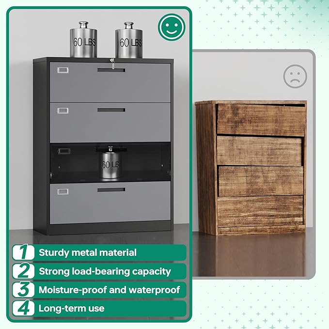Letaya 4 Drawer Lateral Metal Filing Cabinet