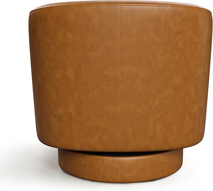 Swivel Barrel Accent Chairs Set of 2, Round Faux Leather Living Room Arm Chairs