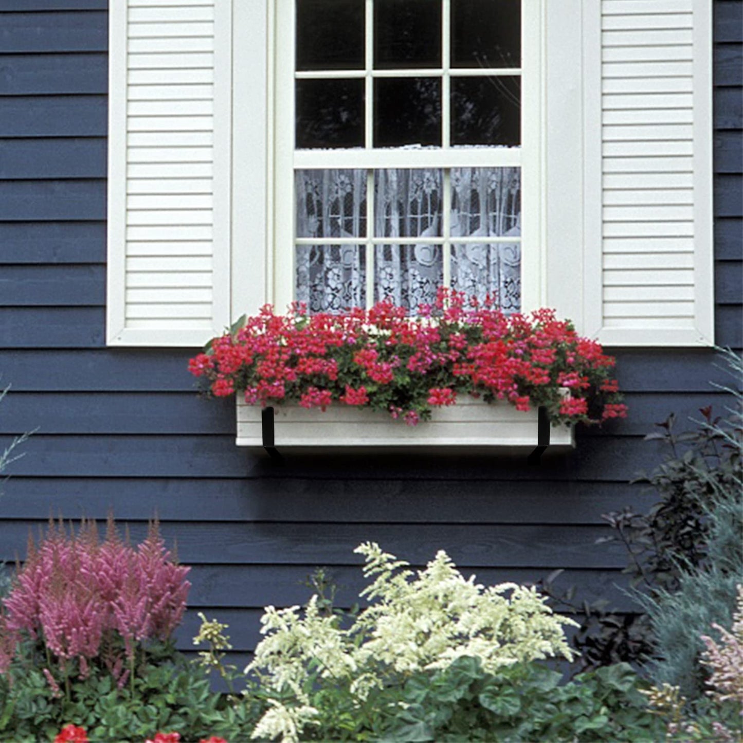 Pusonor Adjustable Window Box Bracket 4 Pack, Heavy Duty Planter Box Bracket Flower Box Holder Wall Mount Suitable for Planter Boxes 6 inches to 12 inches Deep
