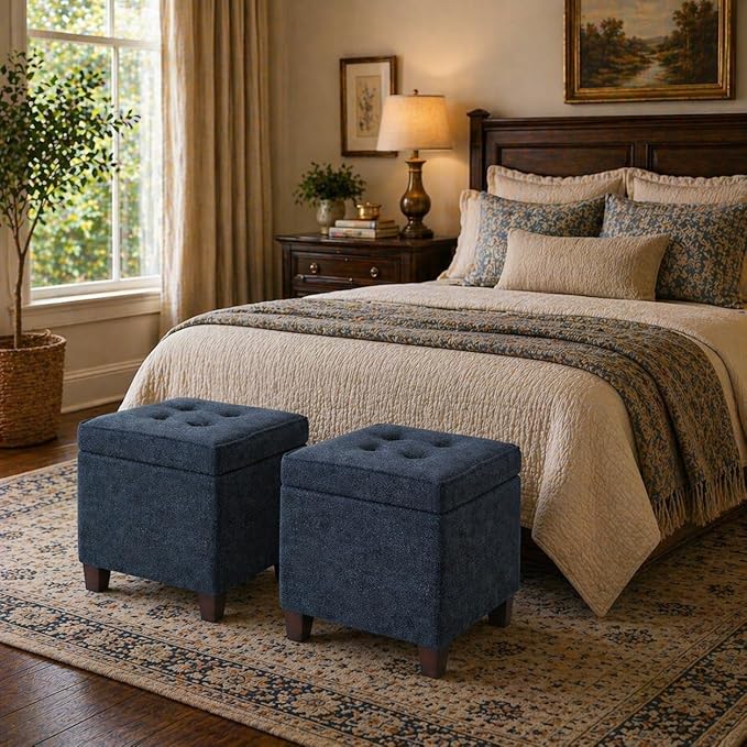 Homepop Square Tufted Storage Ottoman