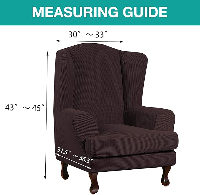 Turquoize Wingback Chair Covers 2 Piece Wing Chair Slipcover Stretch Slipcovers