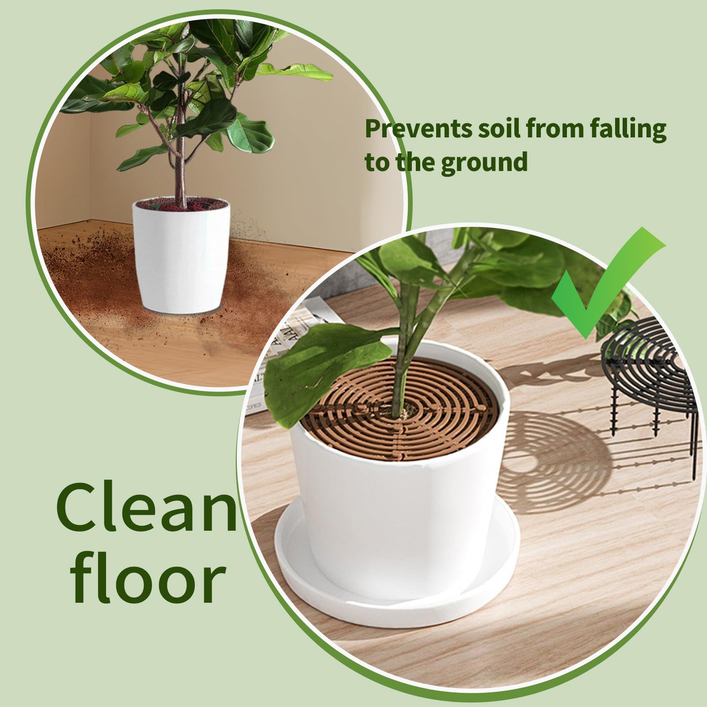 Fkereg 20.5 Inch Large Round Plant Pot Grid Cover, Cuttable Flower Pot Soil Covers Protectors from Animals, Dog Cat Digging Stopper with Deep Stakes for Indoor Outdoor Gardening (Black)
