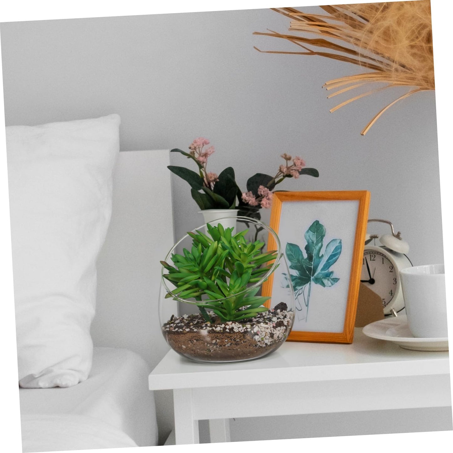 Yardwe Glass Terrarium Bottle 4.72In Thickened Succulent Decor with Slant Cut Design for Indoor Outdoor Home Ecological Ornament and Micro Landscape Display