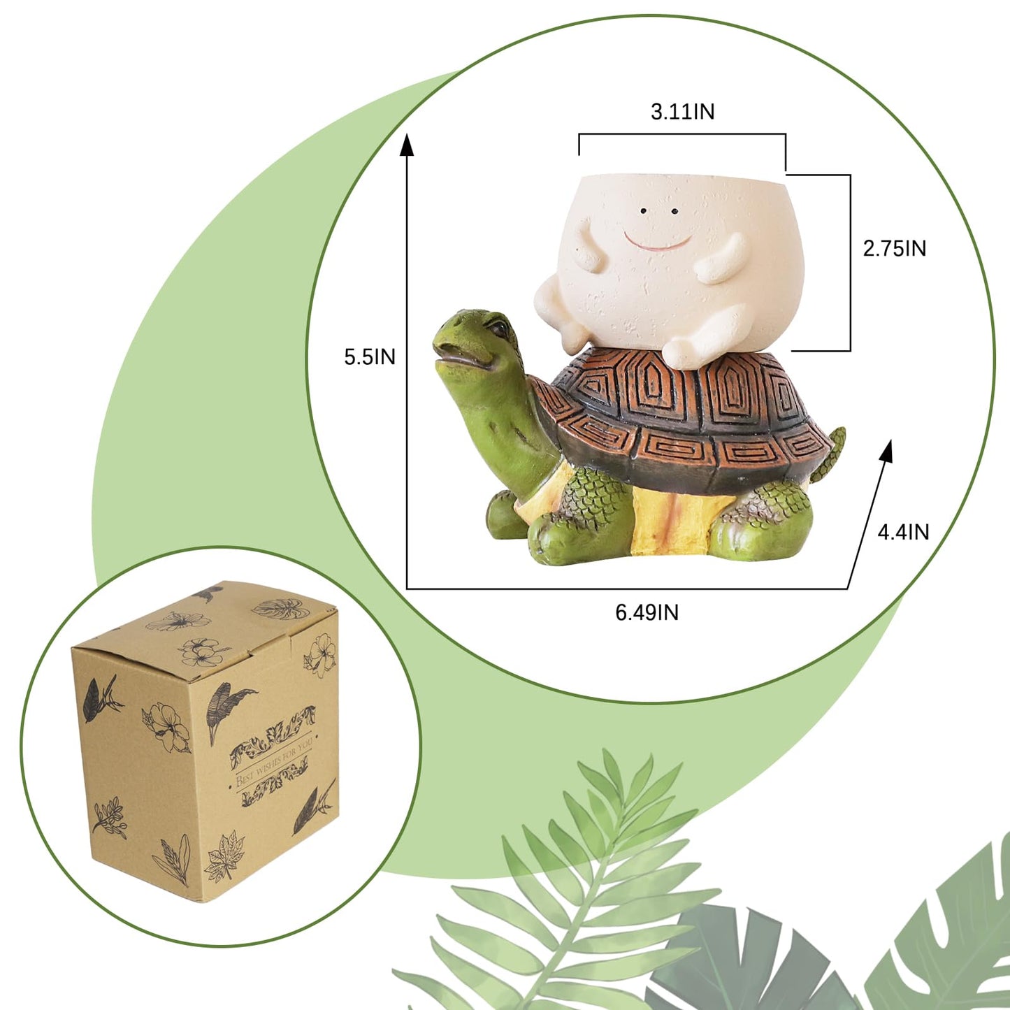 Pricetail Cute Turtle Succulents Planter Funny Smiley Face Split Design Turtle Planters for Indoor Outdoor Plants, Funky Flower Pot fro Small Succulent Plants, Gift Ideas for Mother, Christmas