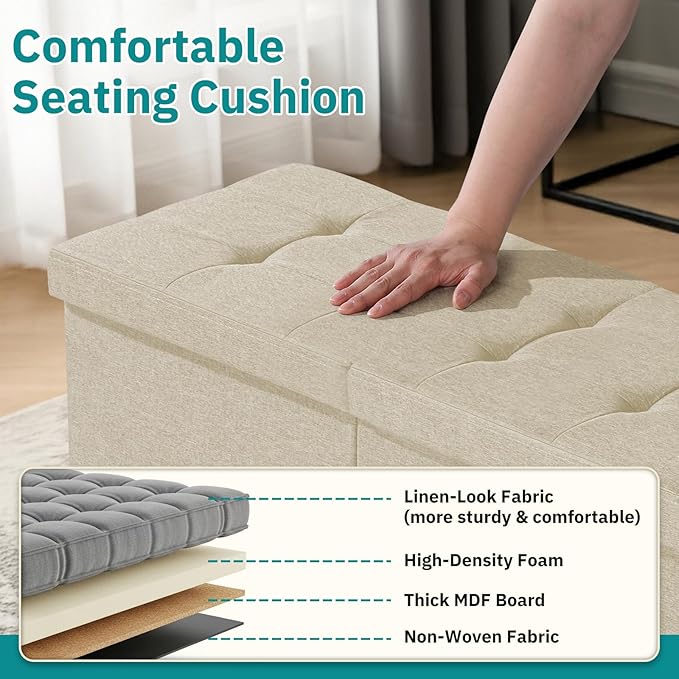 30.5-INCH Storage Ottoman Bench, Footrest