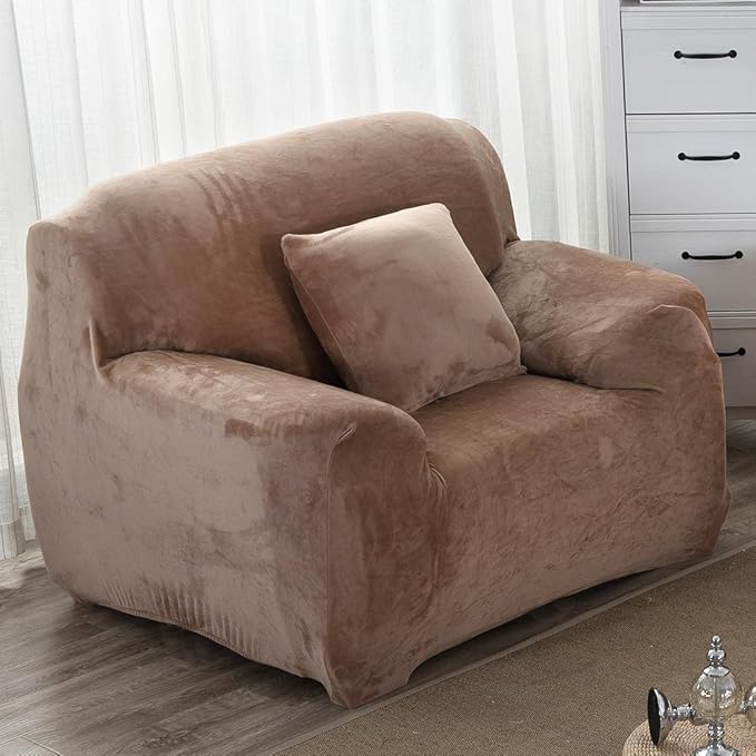 vctops 1-Piece Velvet Plush Stretch Chair Sofa Slipcover Soft Fuzzy Fluffy