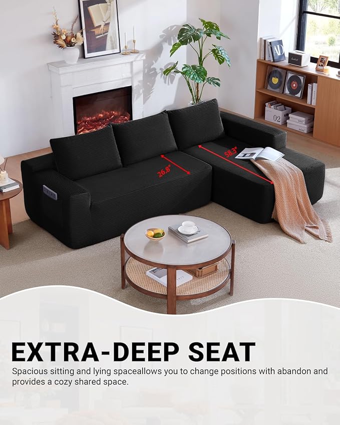 96 Inch Cloud Sectional Couch, Modern Modular Sectional Sofa