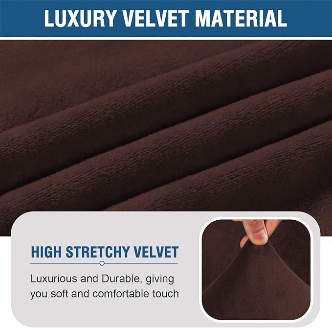 H.VERSAILTEX Armless Accent Chair Covers Thick Velvet Armless Chair Slipcovers