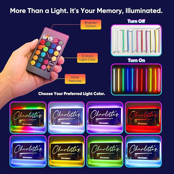 VEELU Personalized Name Mirror Light Up LED Wall Decoration