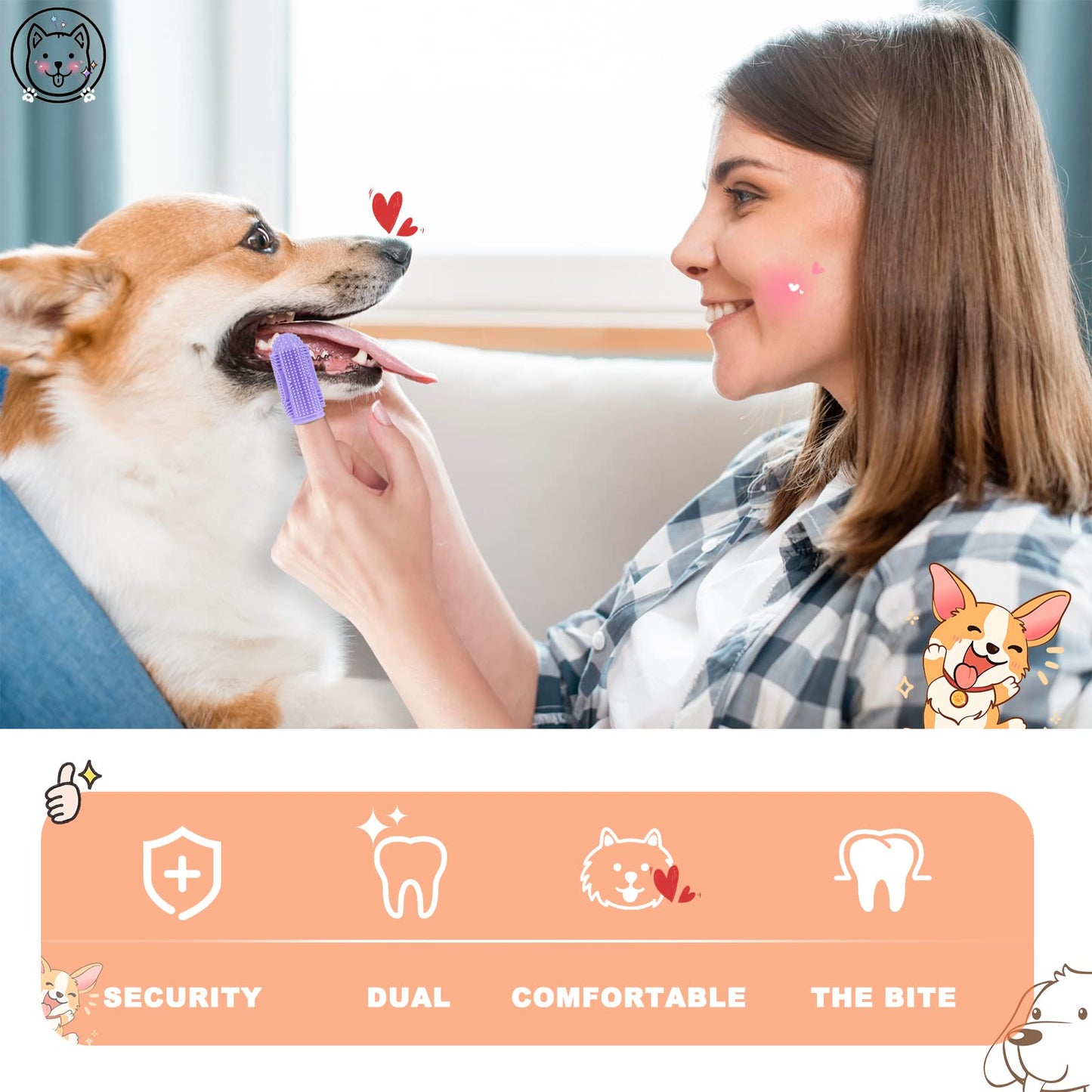 YUEYUEJIA Dog Toothbrush Finger Toothbrush Dogs Tooth Brushing Kit 4Pack Dogs Finger Toothbrushes for Dog Teeth Cleaning& Dental Care Doges Tooth Brush Pet Toothbrush