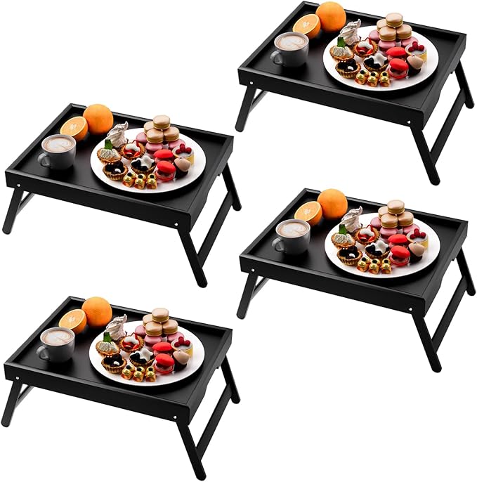 Fibogollo 4 Pack Bamboo Bed Tray Table