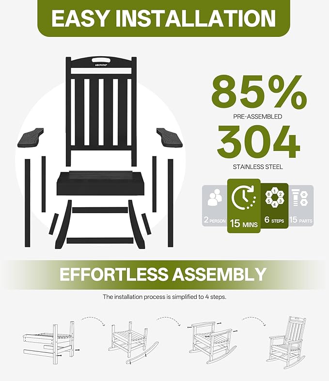 Outdoor Adirondack Rocking Chairs All-Weather HDPE Patio Rocker Chair