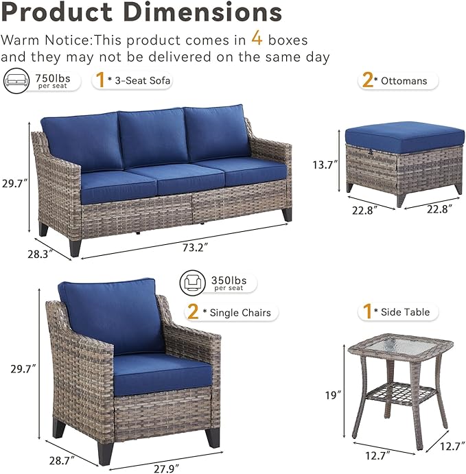 Buenhomino Outdoor Patio Furniture Set-PE Wicker Sofa Couch