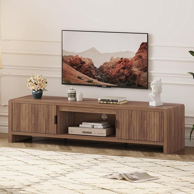FATORRI TV Stand for 75/65/55 Inch TVs, Farmhouse Entertainment Center