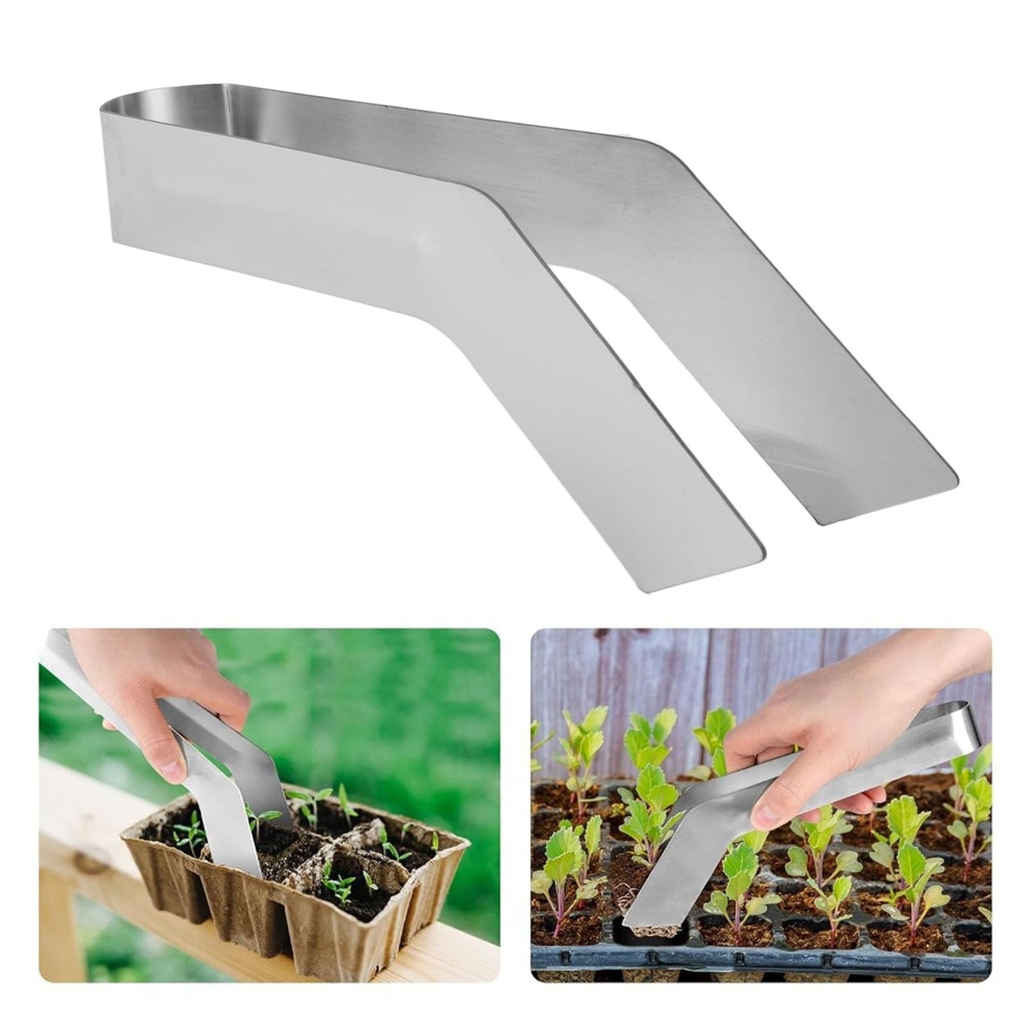 Fabater Seedling Transplant Tongs, 7.1 Inch Stainless Steel Seedling Starters Remove Tongs, Seedling Transplanting Tool, Gardening Plants Transplant Tongs Easily Reduces Root Damage (S)