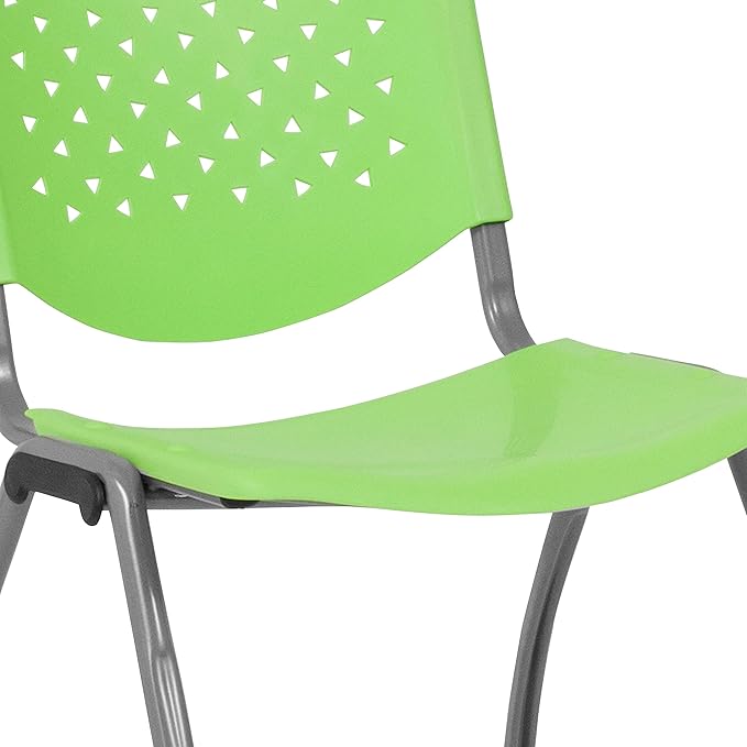 Flash Furniture HERCULES -5 Pack 880 lb. Capacity Green Plastic Stack Chair |