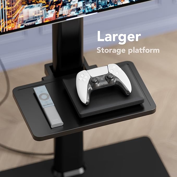 AX WABER Floor TV Stand with Power Outlet& Shelf, Universal TV Stand Mount