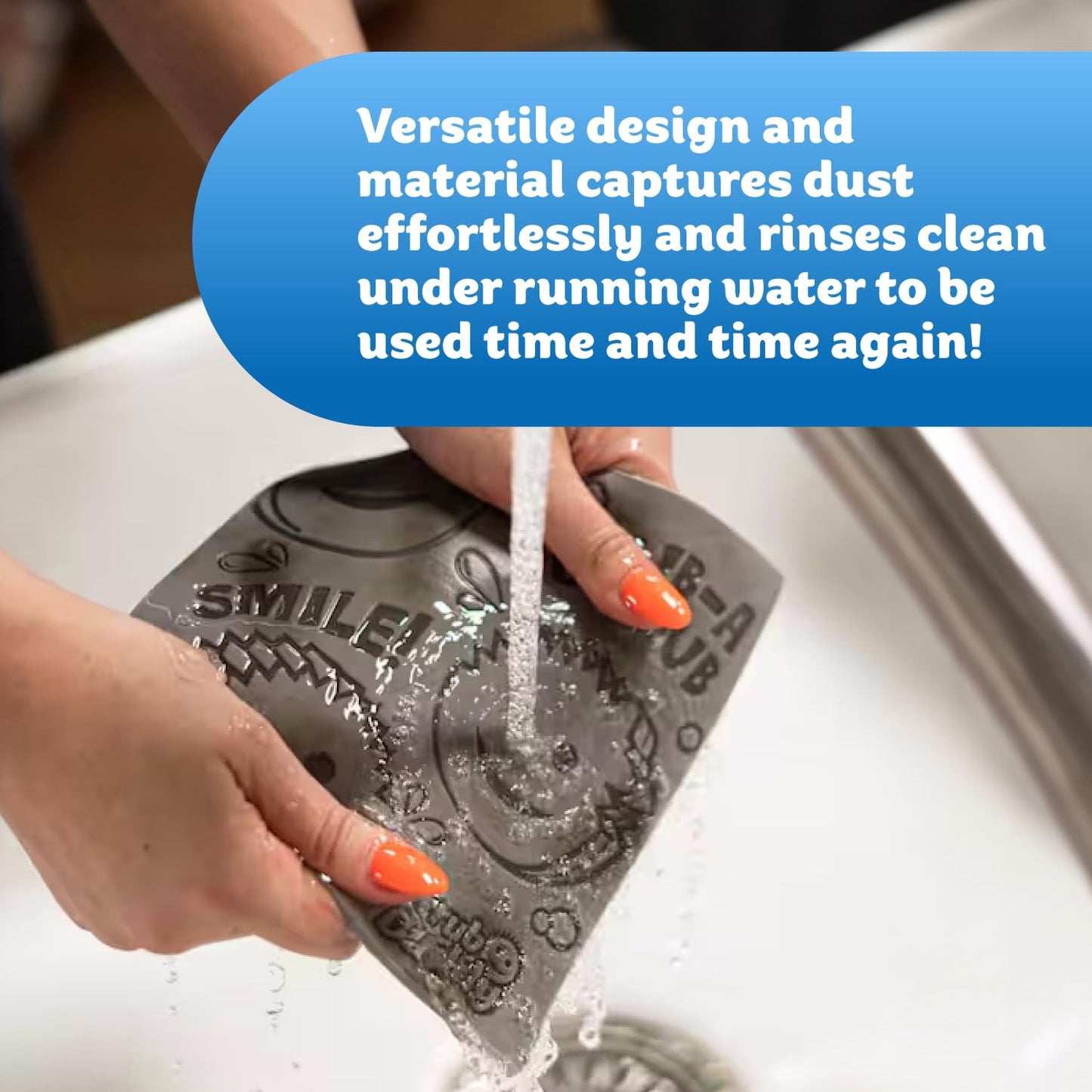 Scrub Daddy Damp Duster Towel - Durable Sponge-Like Dust Cleaner for Multisurface Dusting, Picking Up Pet Hair, Dirt & Grime of All Kinds - Reusable, Soft, Flexible, Absorbent Cleaning Supplies (4ct)