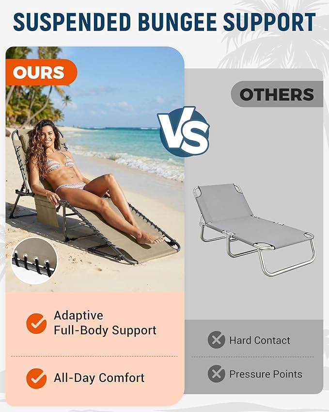 KingCamp Lounge Chair Outdoor, 400LBS Tanning Chairs