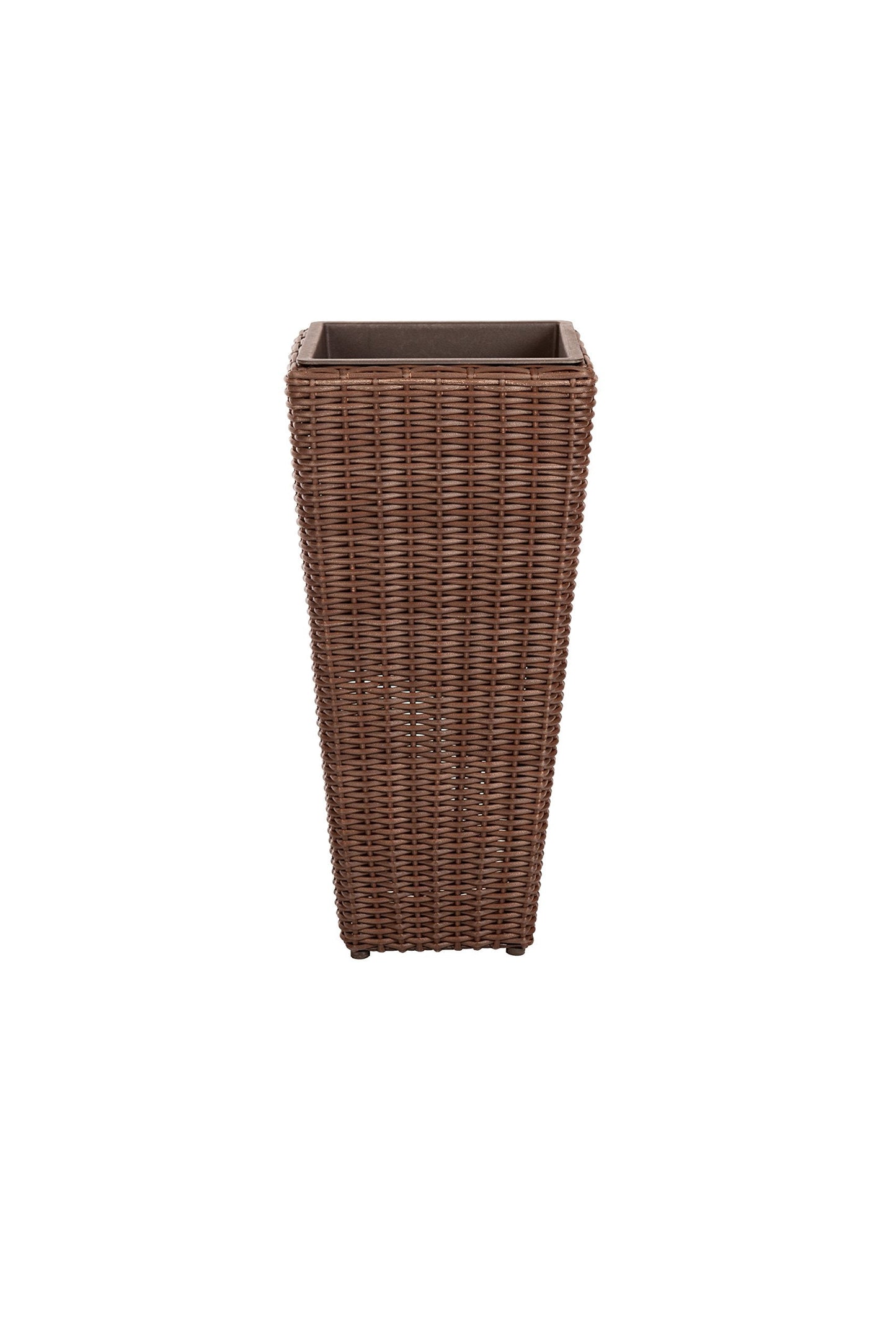 Balkene Home 62501 Alto Wicker All-Weather Planter Set with Liners Tall Plant Decor Box for Outdoors Patio Herb Garden Furnishings - Mocha - Pack of 2