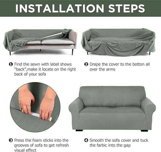Peryiter 3 Pcs Couch and Loveseat Covers Set Sofa Cover