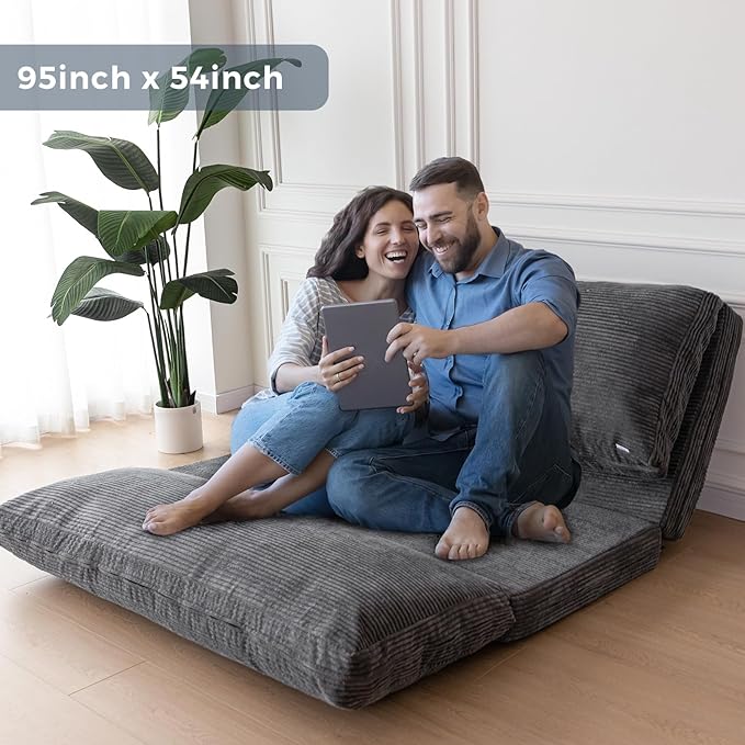 MAXYOYO Folding Sofa Bed, Extra Thick and Long Floor Sofa Convertible Sleeper