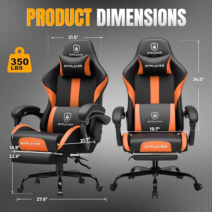 GTPLAYER Gaming Chair with Pocket Spring Cushion, Leather Office Chair with
